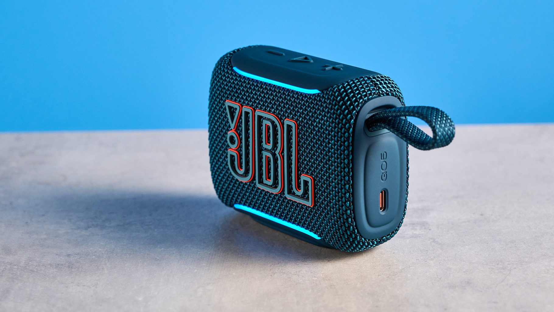 JBL Go 5 Bluetooth speaker in blue