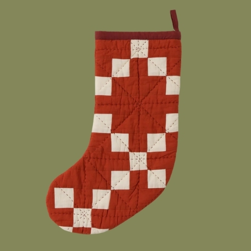 TOAST, Patchwork Christmas Stocking | Burnt Orange/ecru