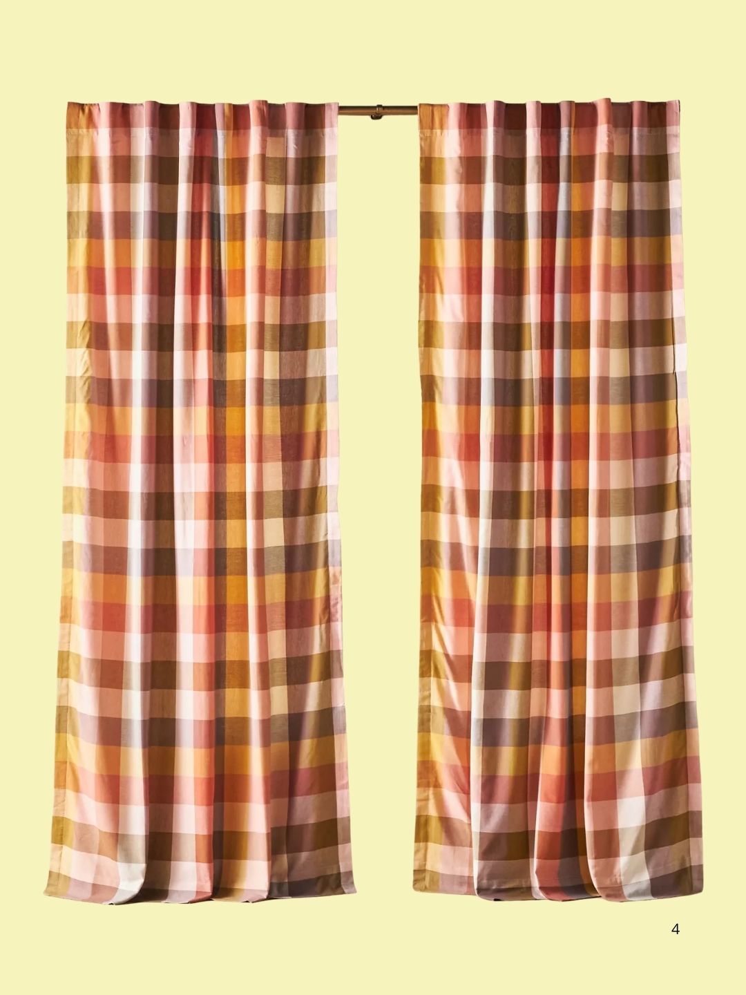 Anthropologie, Woven Semi-Sheer Cotton Plaid Curtain