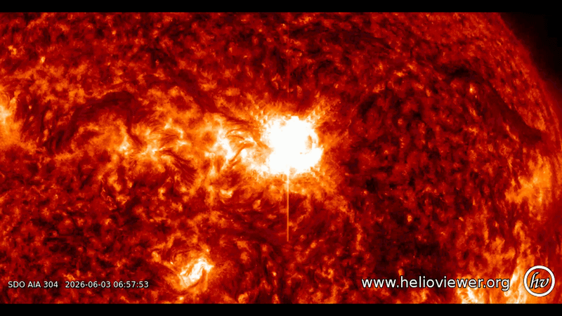 gif animation showing a fiery solar flare erupting from the sun.