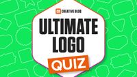 ultimate logo quiz on a green background with shapes on it
