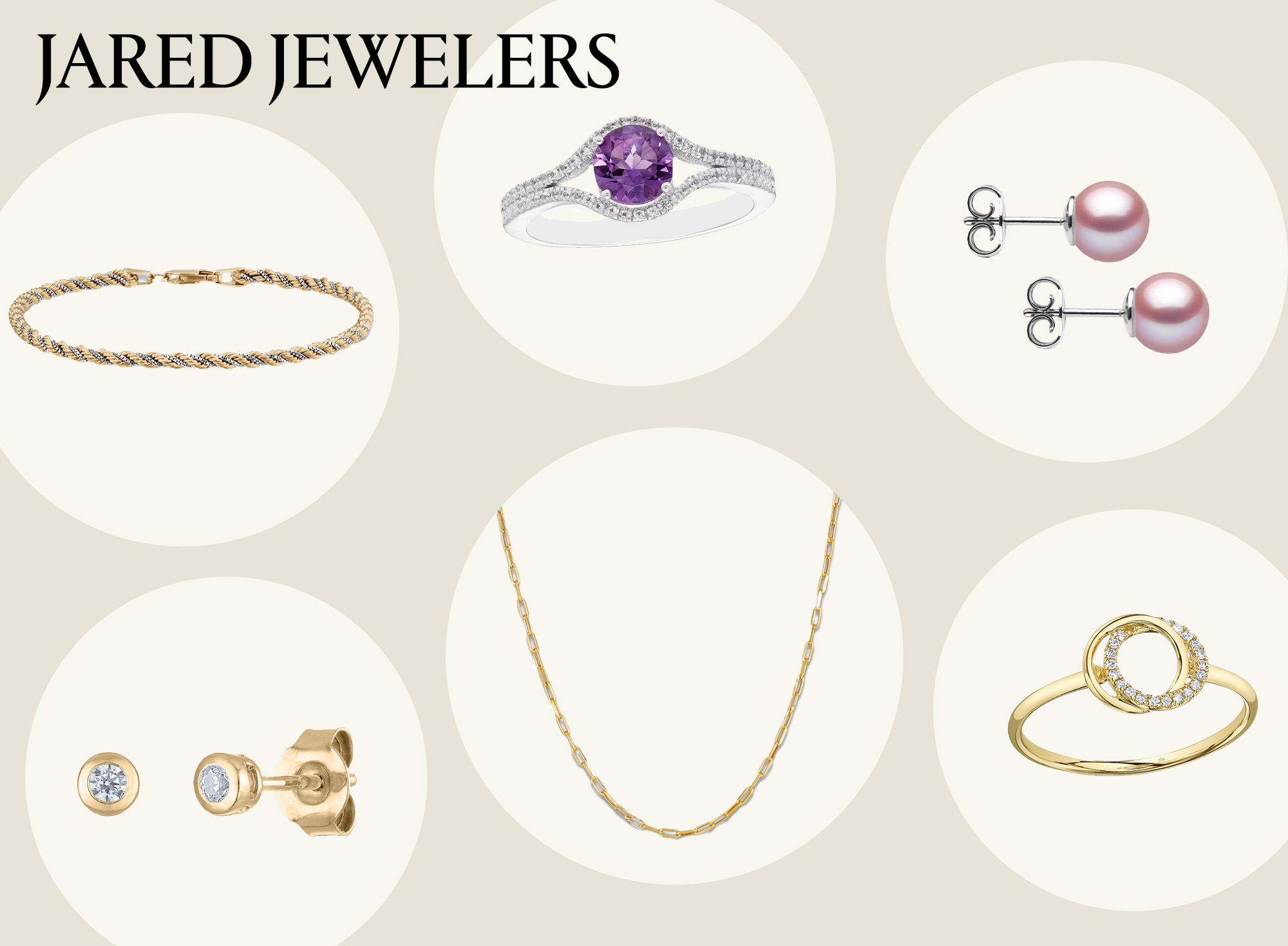 Collage of Jared Jewelers products