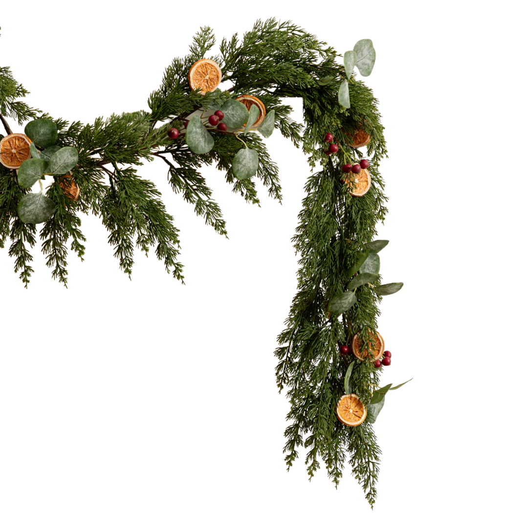 6&#039; Orange &amp;amp; Eucalyptus Faux Garland