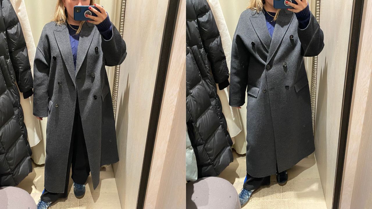 composite of person wearing reiss laylah wool coat