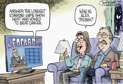 Editorial Cartoon U.S. Alex Trebeck Jeopardy beating cancer