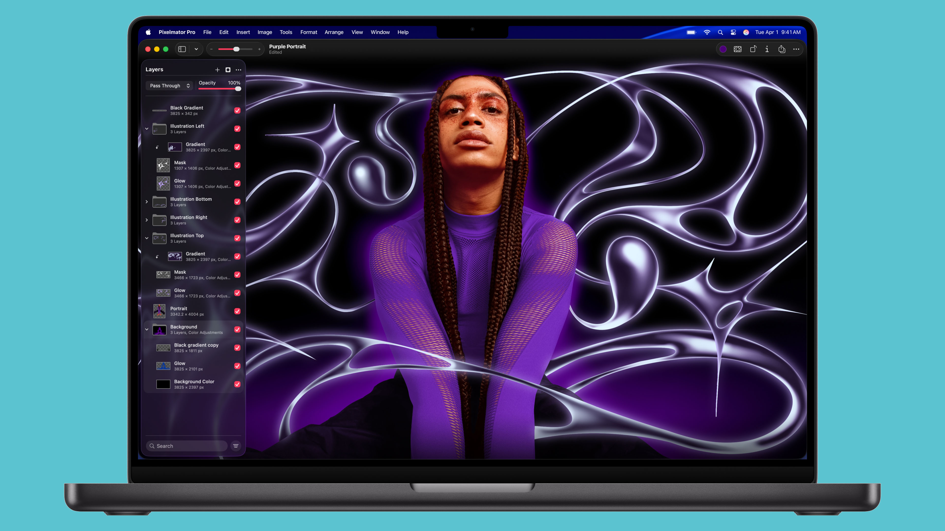 The Pixelmator Pro app on a MacBook