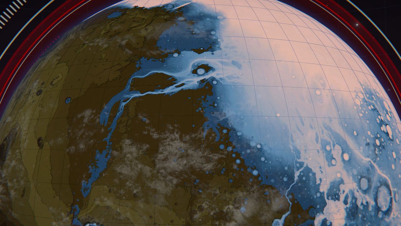 An image of mars colonization efforts from the videogame Per Aspera.