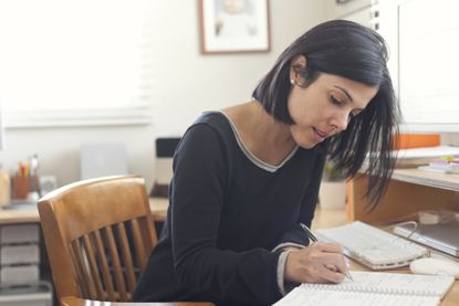 Woman working in home office