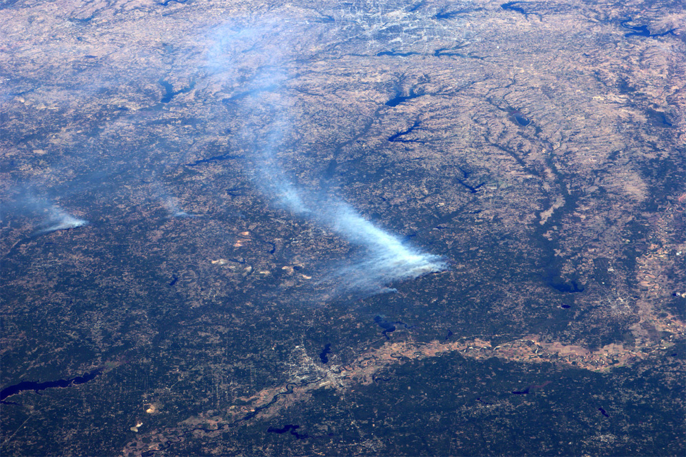 Texas wildfires can be seen from space in this photo by space station astronaut Ron Garan.