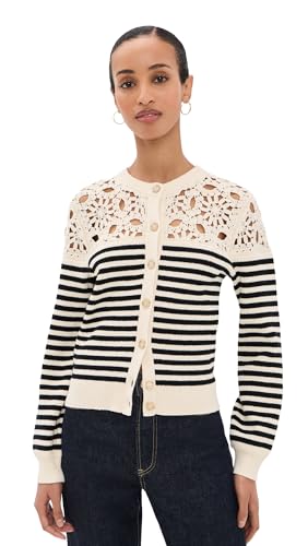 Frame Women's the Coastal Stripe Cardigan, Cream Multi, Xs