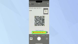 QR code result highlighted on iPhone