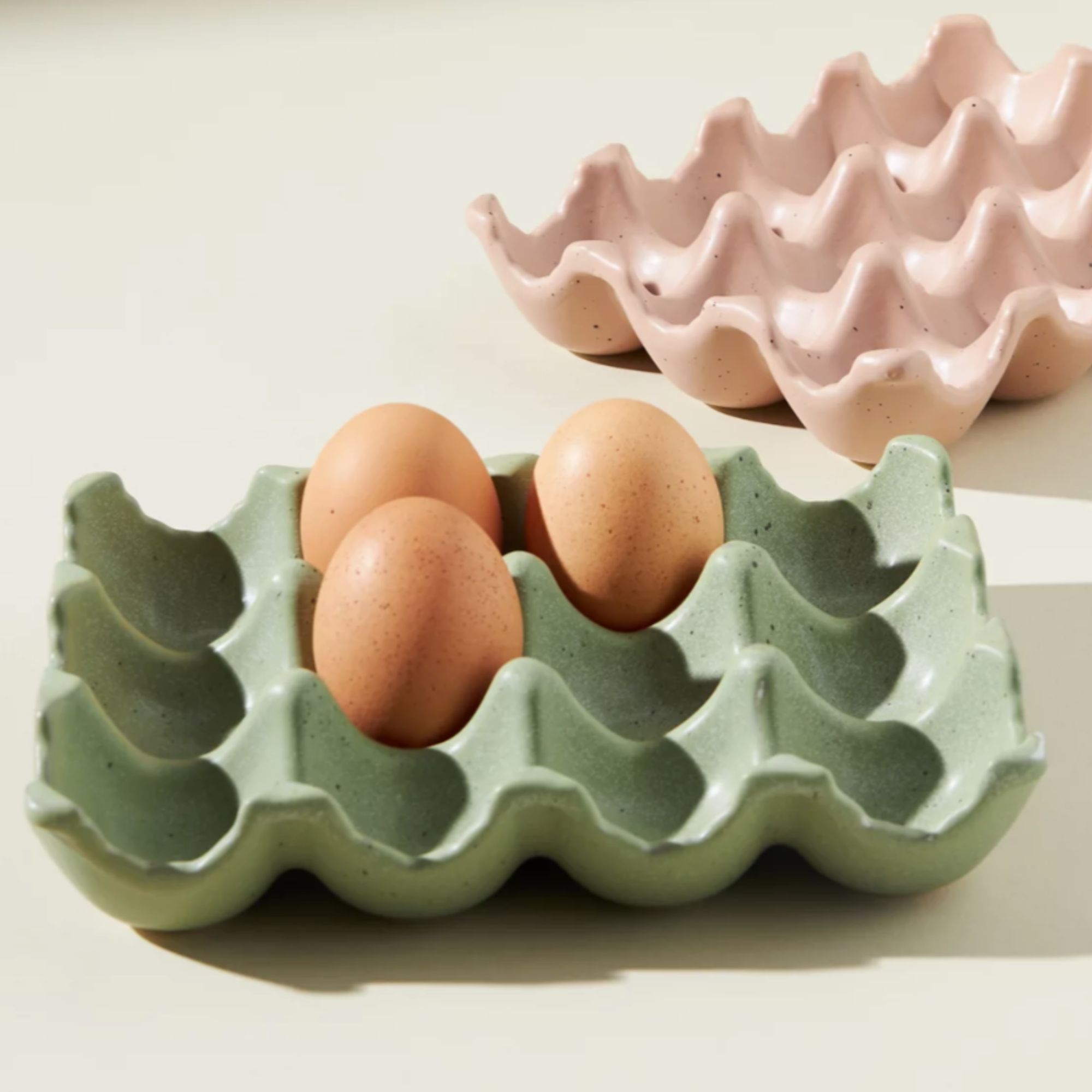 Green ceramic egg crate 