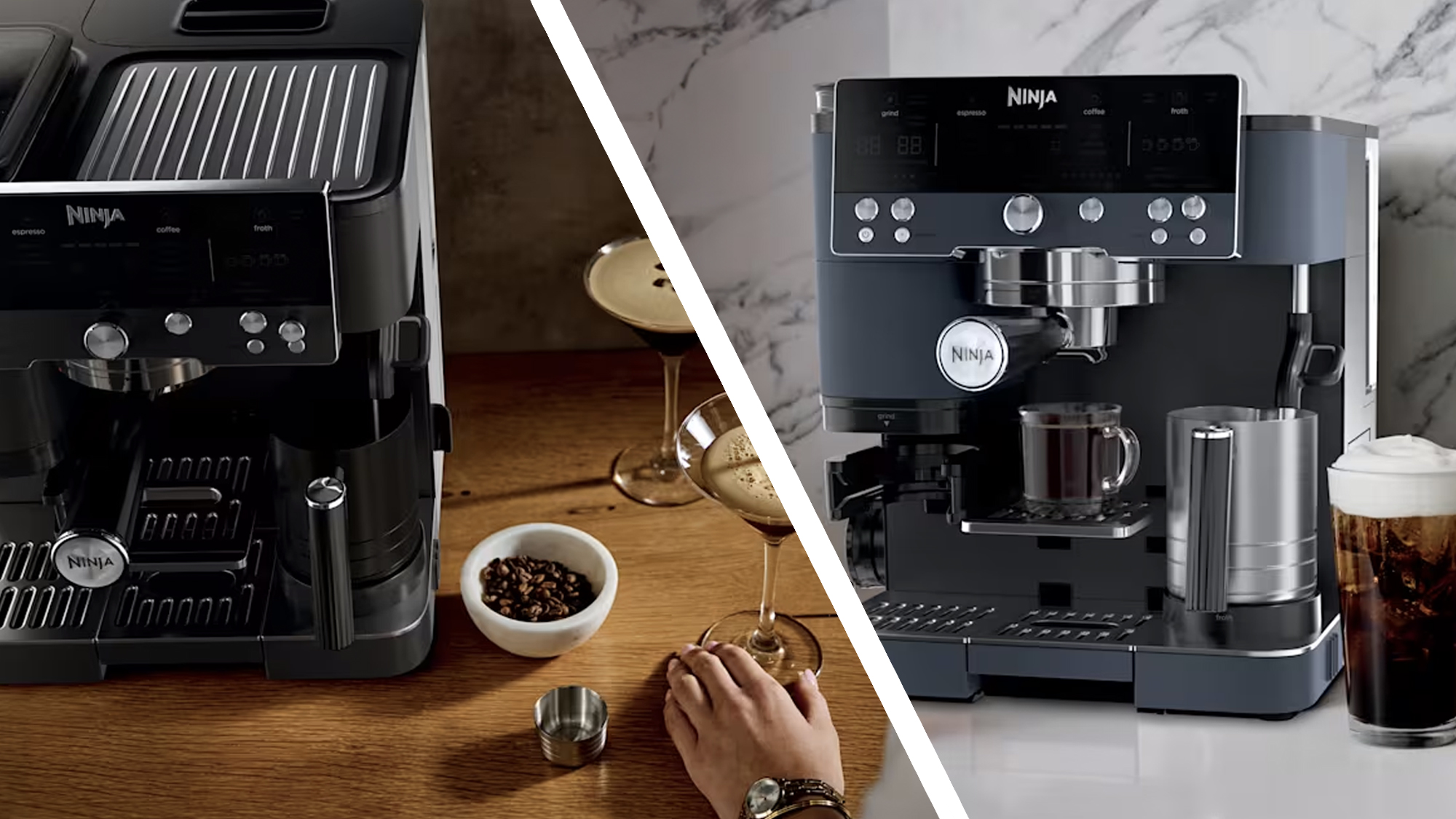 Ninja Luxe Café Pro coffee machine in black and dark blue