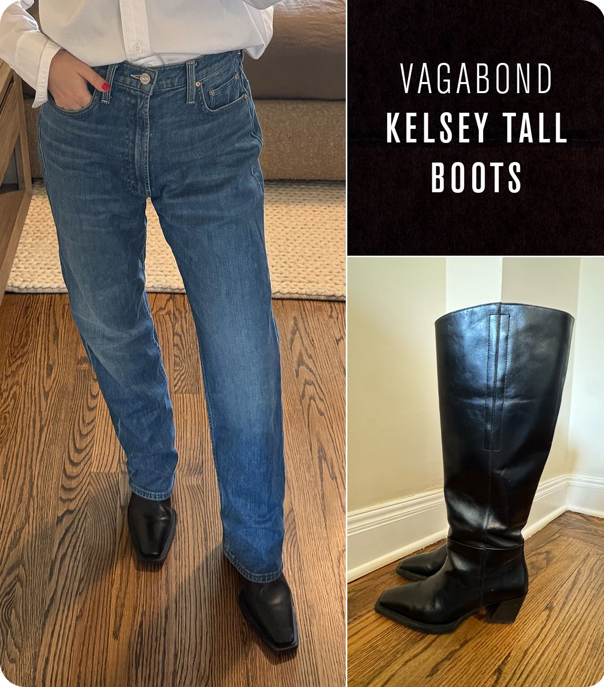 Nikki wears vagabond kelsey tall boots.