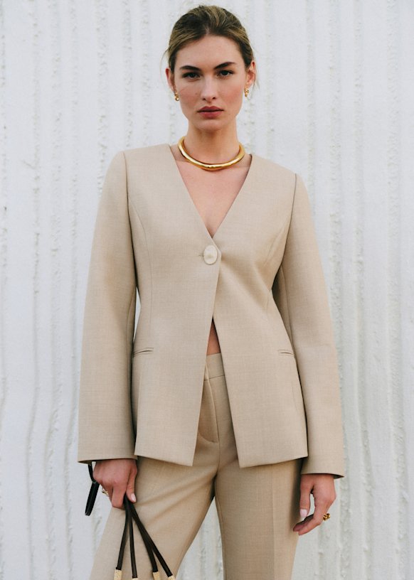 Annetta Jacket - Mottled Beige - Grs Certified Recycled Polyester - S&amp;eacute;zane