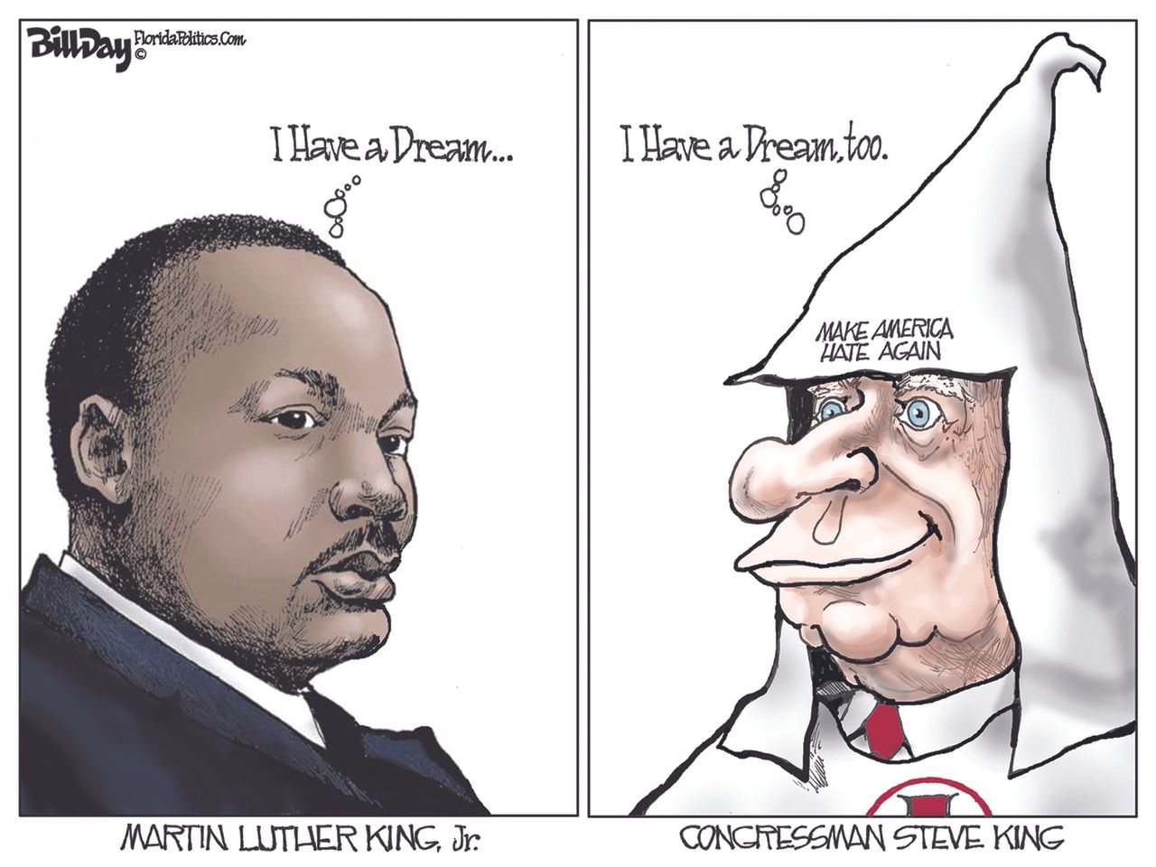 Political Cartoon U.S. MLK I have a dream Steve King racism