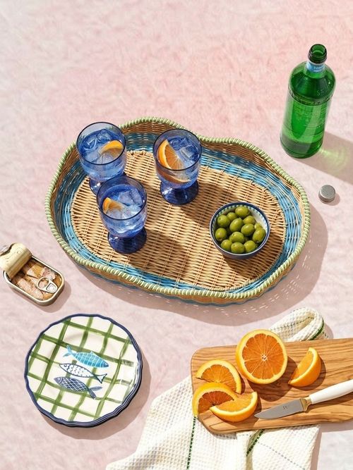 Two-Tone Rattan Serving Tray by Drew Barrymore