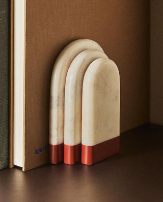 Marble Bookends With Coloured Stripe