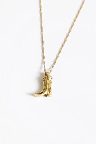 Wolf Circus Cowboy Boot Charm Necklace in Gold