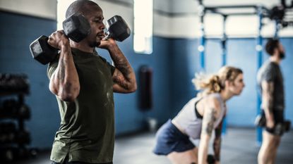 Man working out with dumbbells