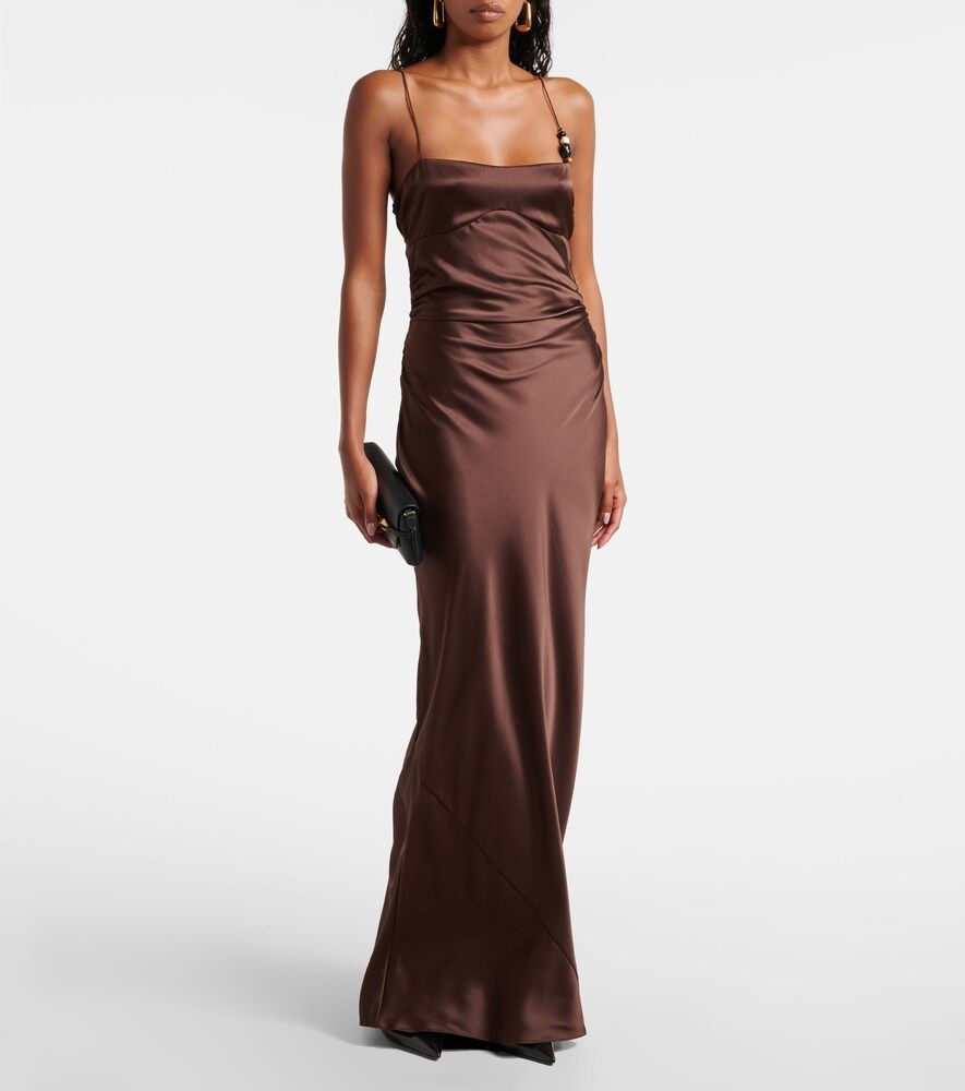 Lush Beaded Silk Satin Slip Dress