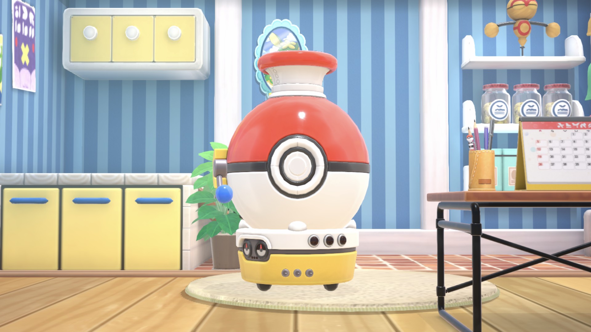 A poke ball machine positioned in a living room area