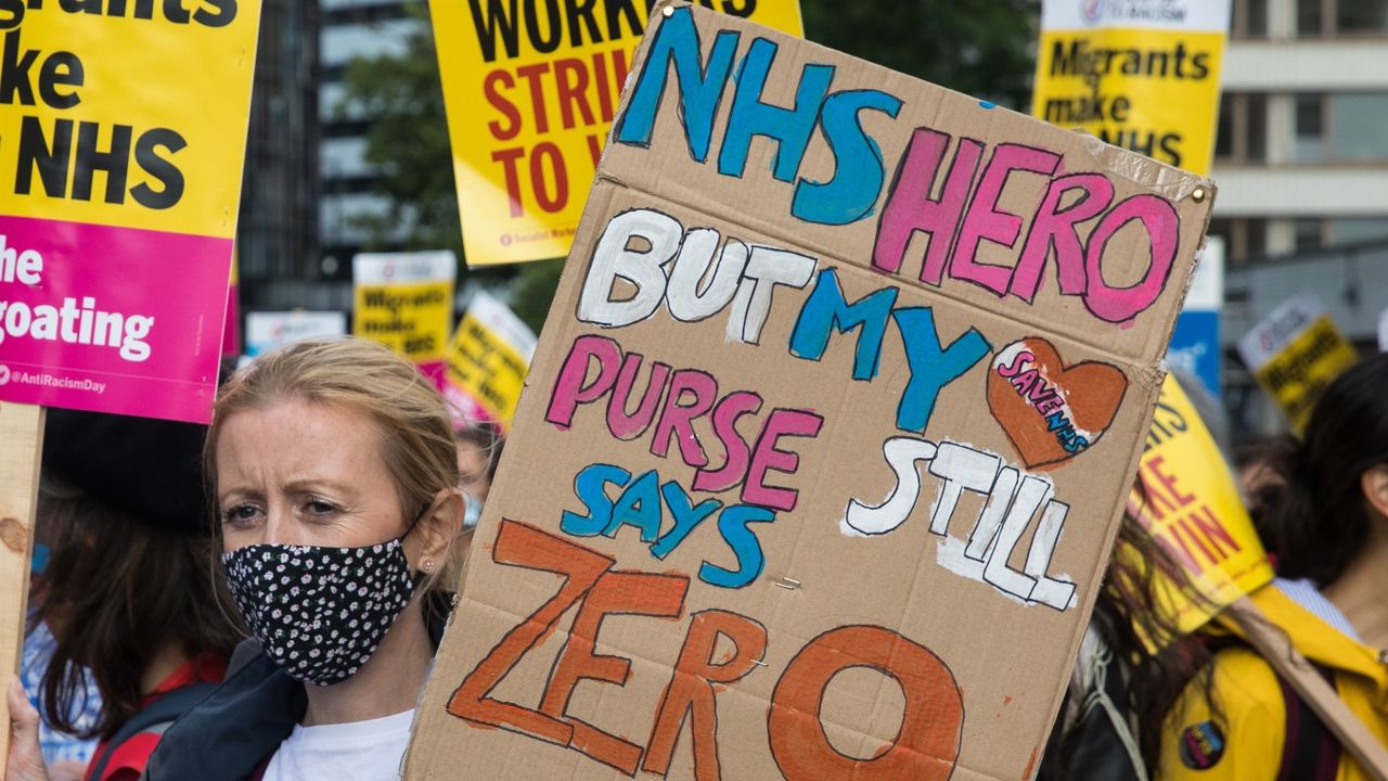 Nurse at protest