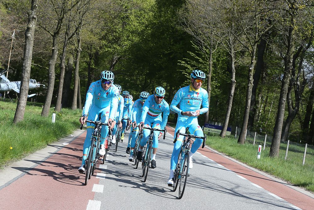 The Astana team train in Holland before the Giro.