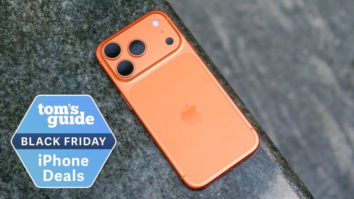 iphone 17 pro laying face down with black friday logo