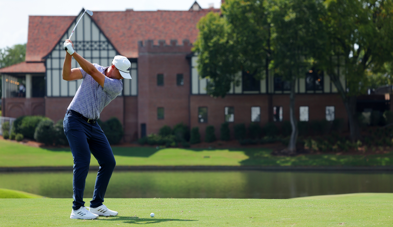 Ludvig Aberg at the top of his back swing