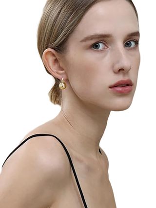 Ascona, Ascona Gold Hoop Earrings, Gold Ball Drop Dangle Leverback Earrings for Women, Hypoallergenic Lightweight Gold Plated Dainty Earrings Fashion Jewelry(24mm Ball Gold)