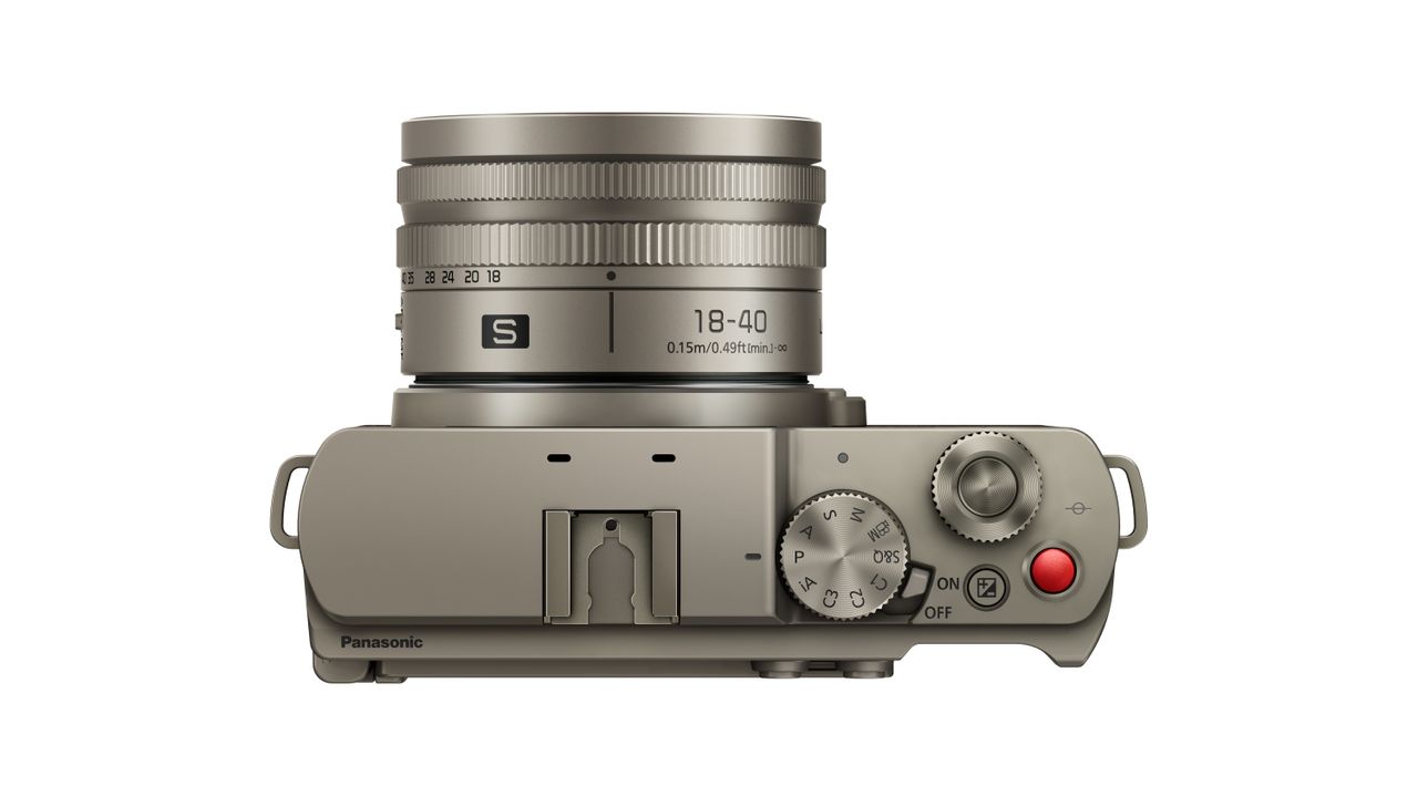 Panasonic Lumix S9 Titanium Gold against a white background