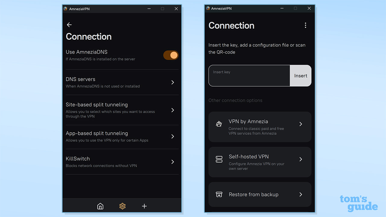 Screenshot of AmneziaVPN connection settings