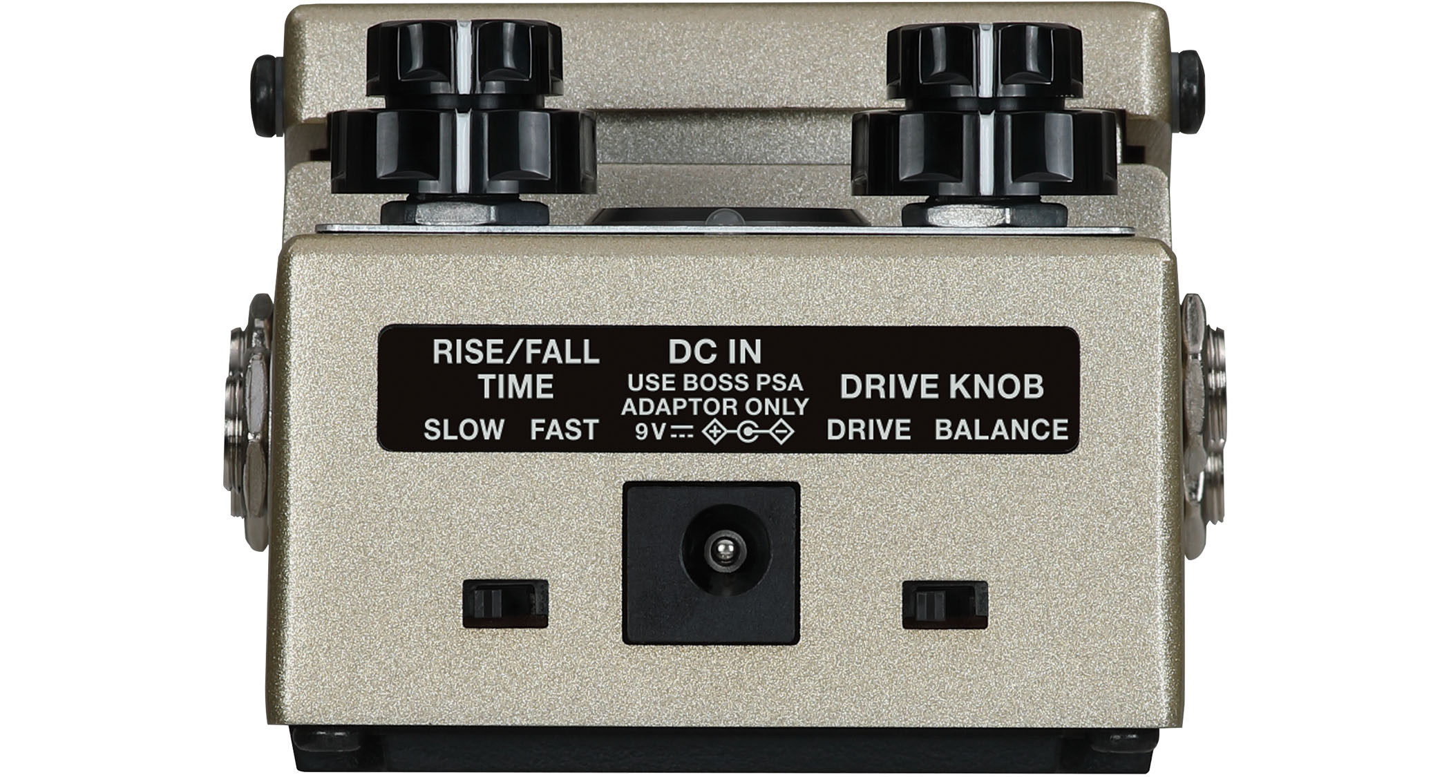 Boss RT-2 Rotary Ensemble: the rotating speaker emulator has a visual reference on front, three modes, mono/stereo outputs and a metallic gold paintjob.