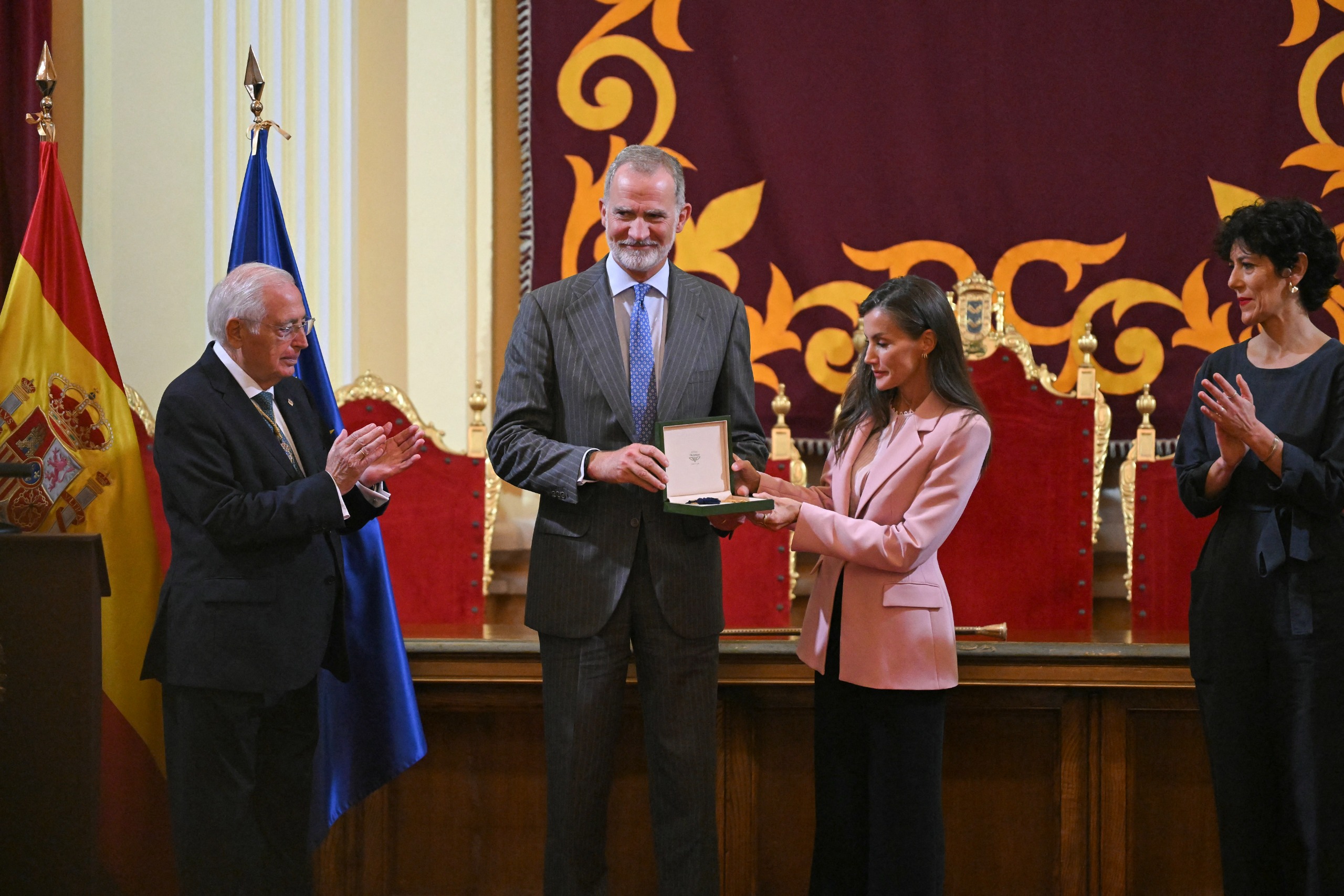 King Felipe and Queen Letizia accepting keys to the city of Melilla.