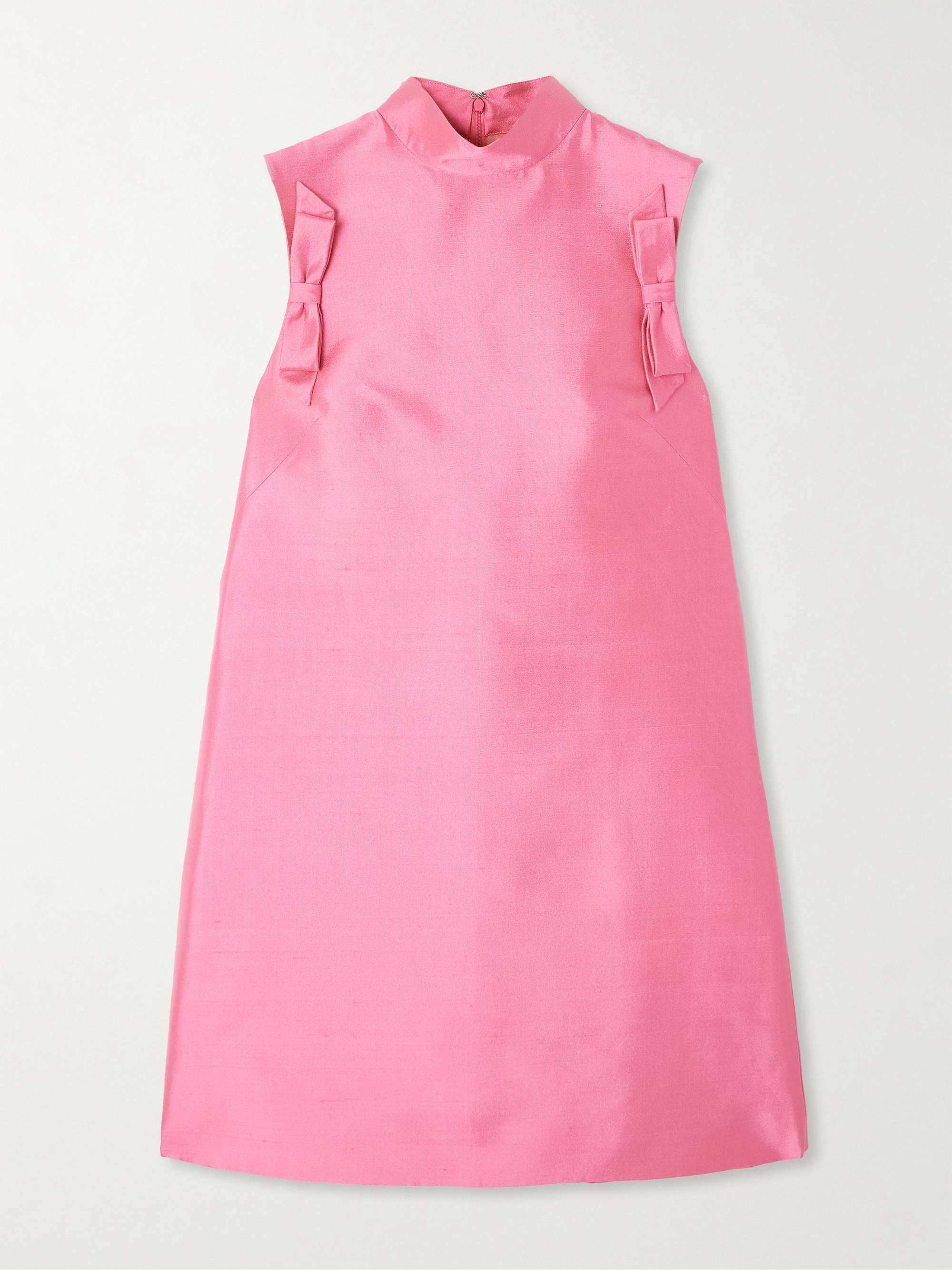 Bow-Detailed Silk-Twill Mini Dress