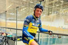 80-year-old Geoff Cooke at Derby Velodrome