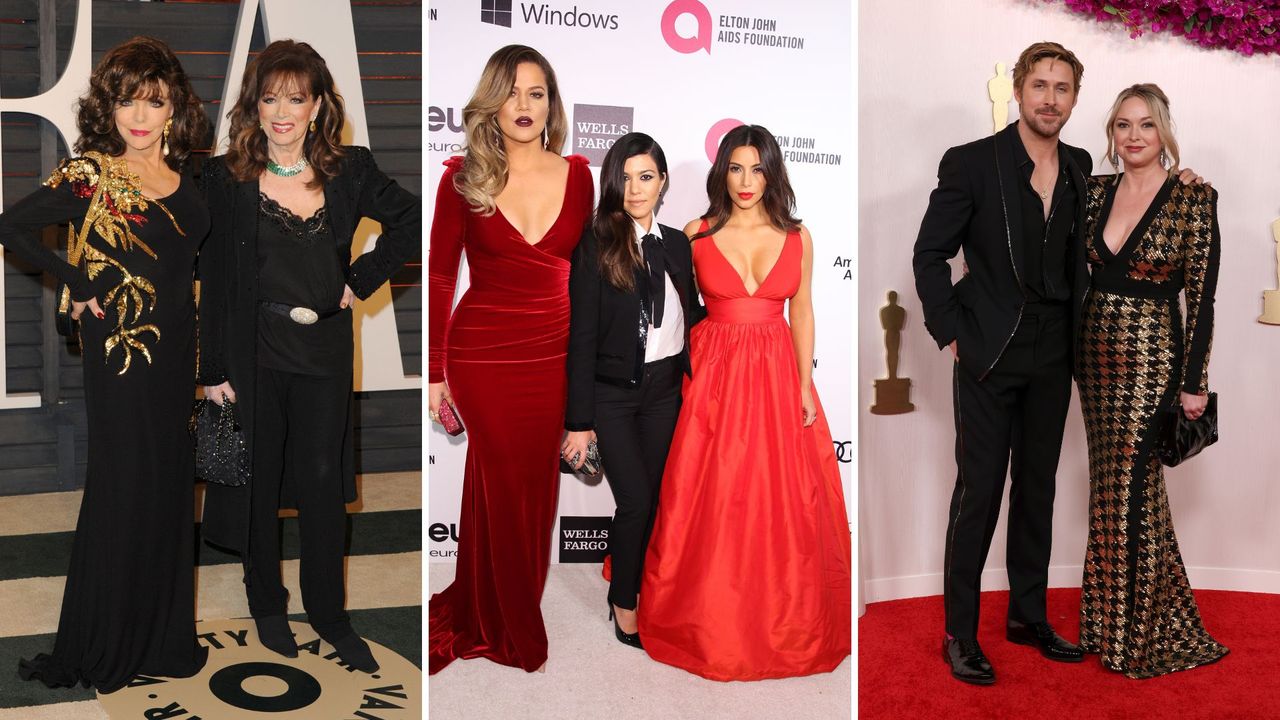 L-R: Joan and Jackie Collins, Khloe, Kourtney and Kim, Ryan Gosling and his sister, Mandi