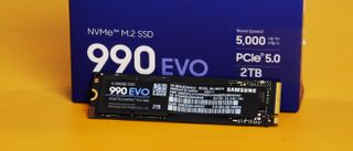 A Samsung 990 EVO with its retail packaging