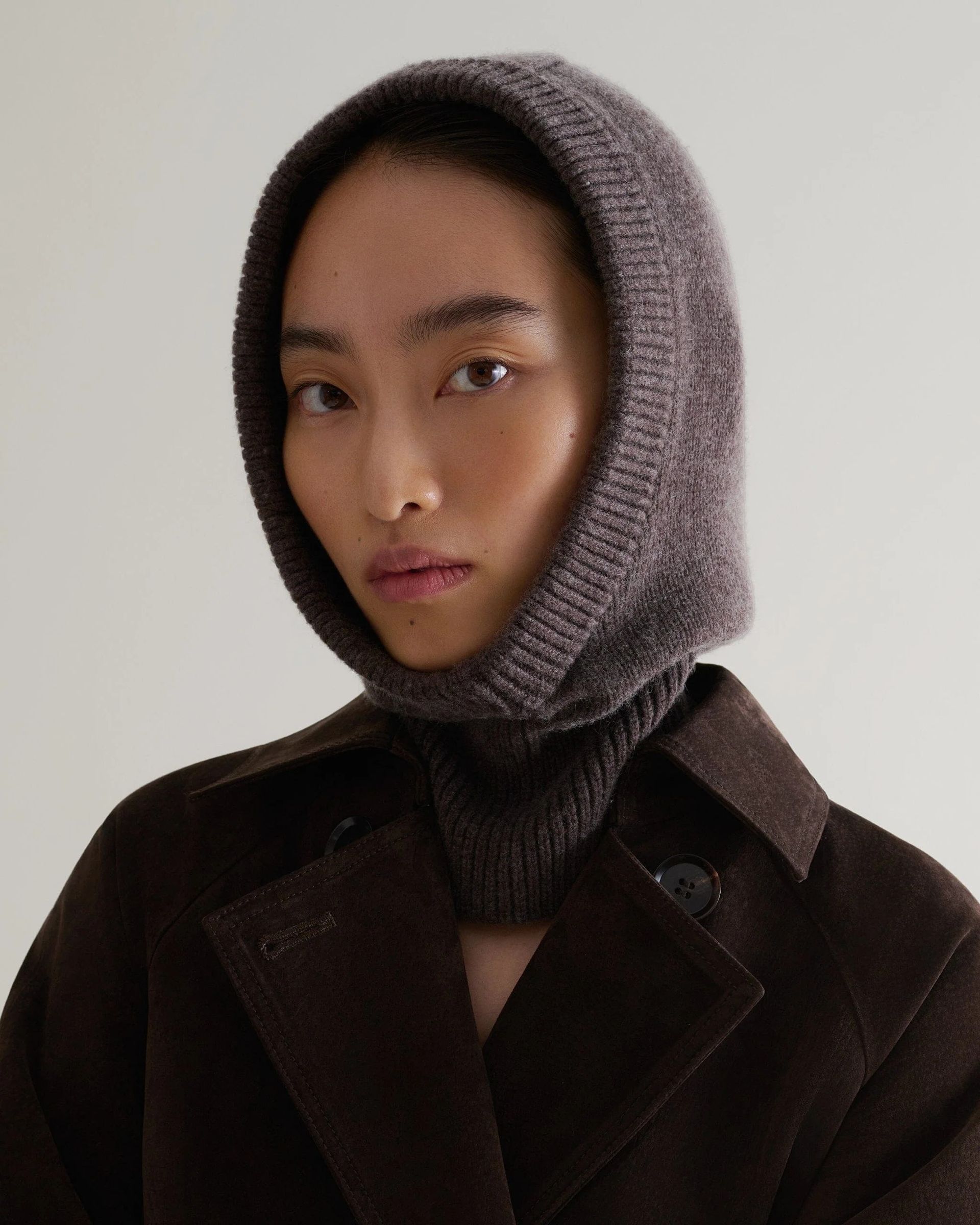 Rise &amp; Fall, Chocolate Cashmere Merino Knitted Hood | Rise &amp; Fall