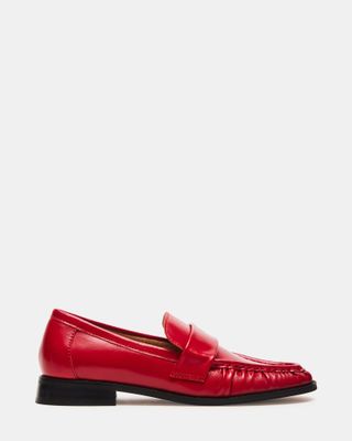 RIDLEY Red Leather Tailored Loafer | Women's Loafers – Steve Madden