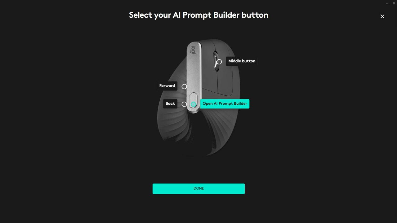 Logitech's AI Prompt Builder in the Logi Options+