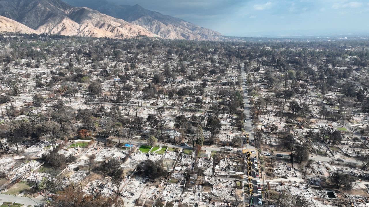 An Altadena, Calif., neighborhood that burned in the Eaton fire.