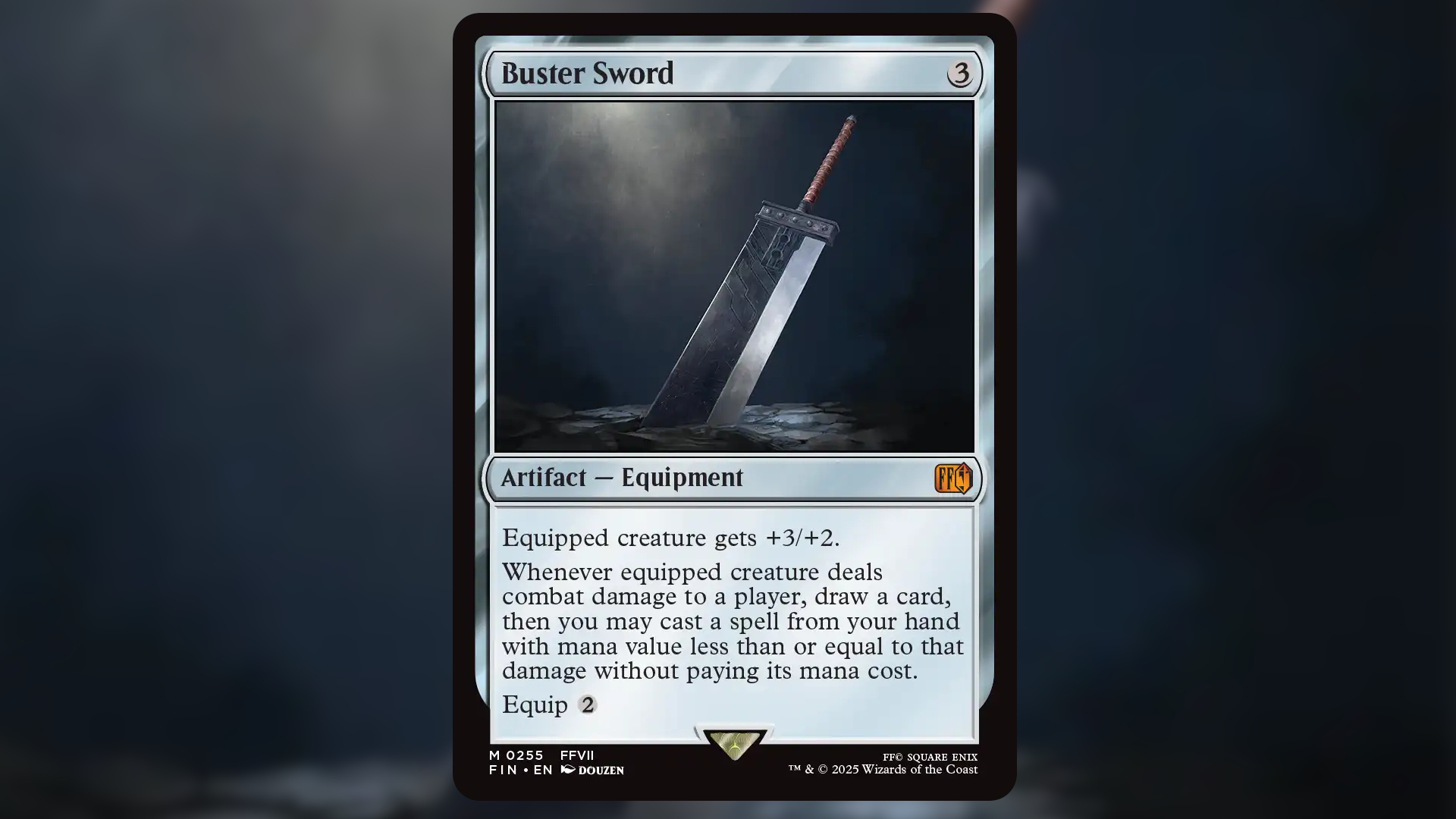 Buster Sword card against a dark background