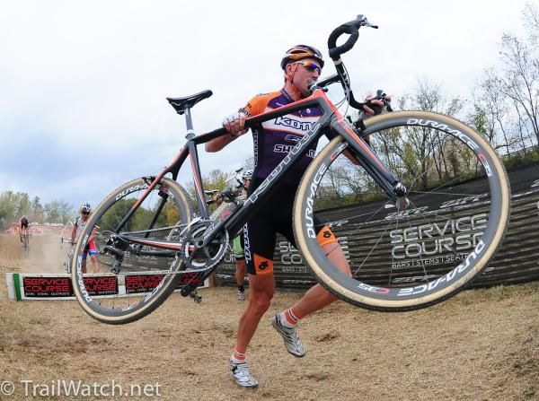 Ryan Trebon (Kona) leads the race at the barriers