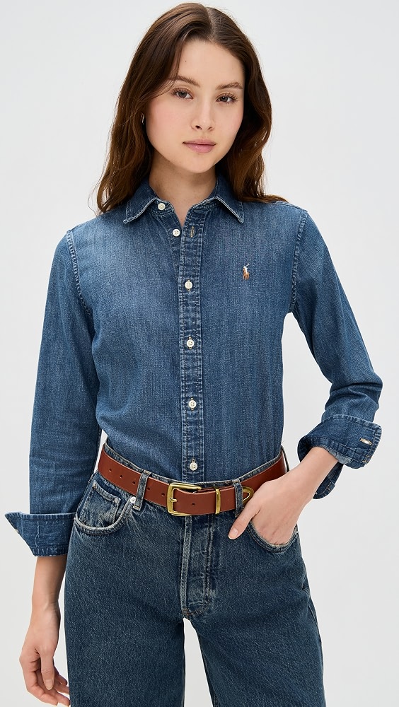 Denim Long Sleeve Button Down - Blue
