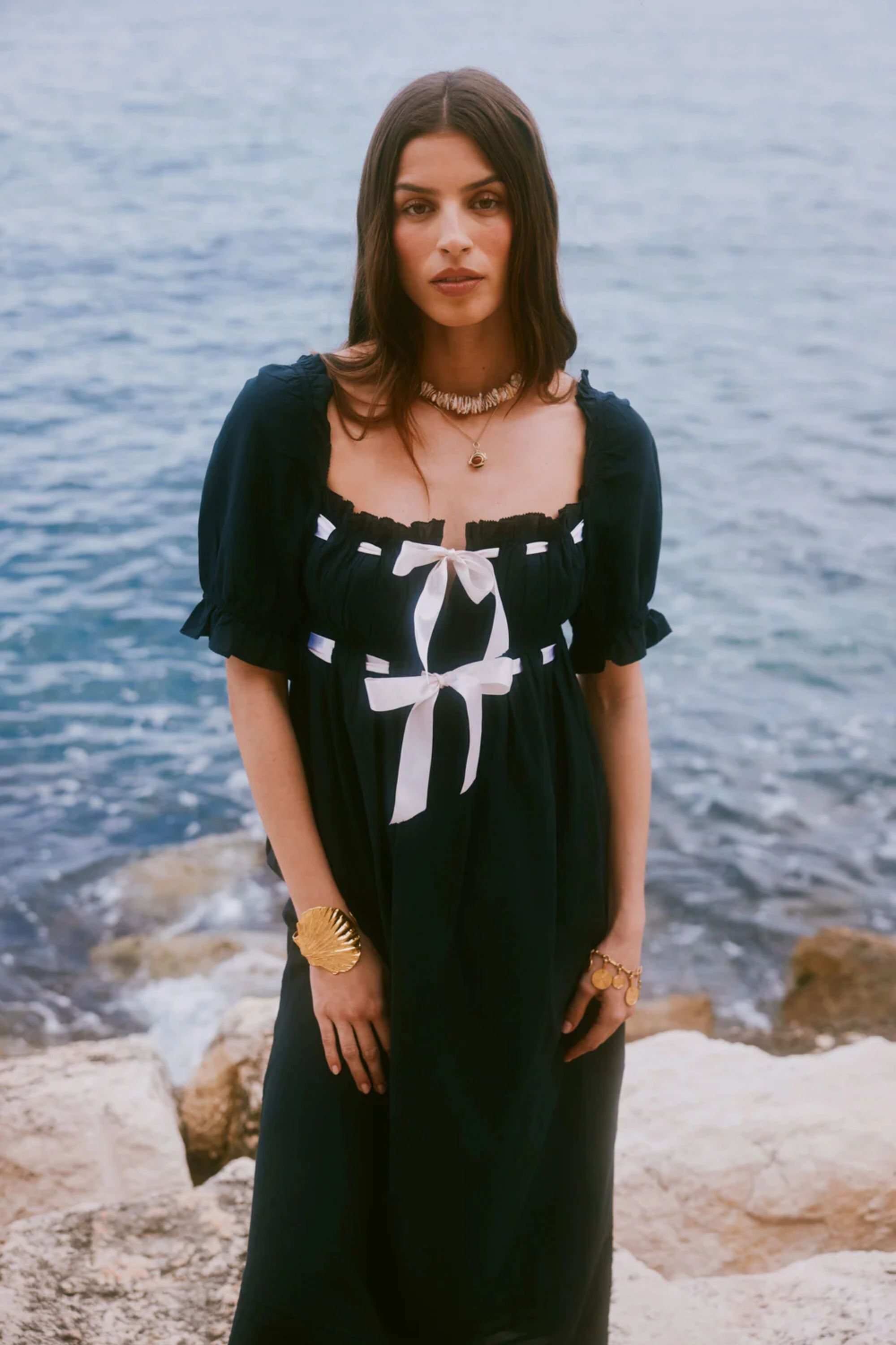Evrose Cotton-Blend Midi Dress on model 
