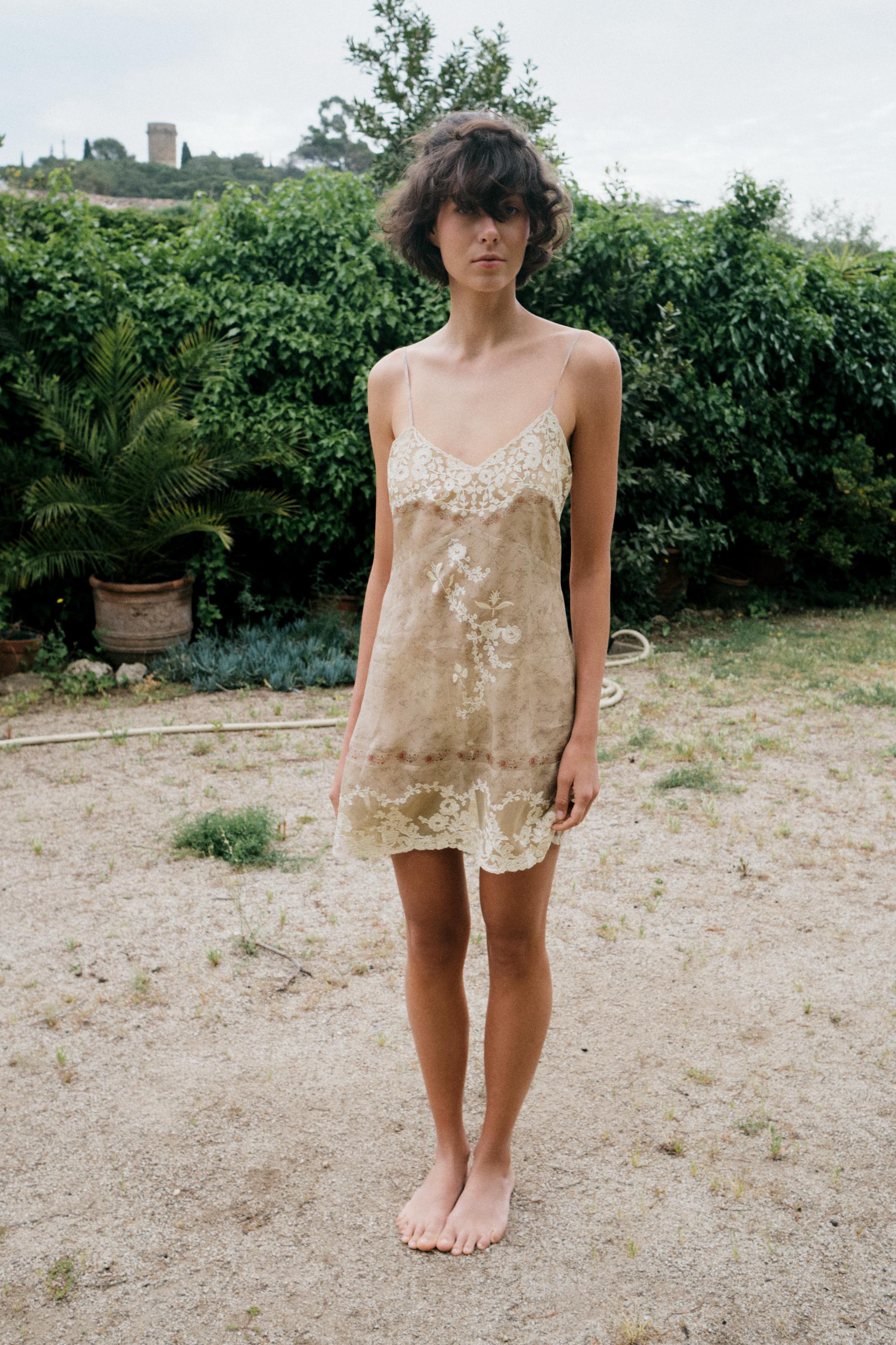 Printed Organza Dress With Embroidery