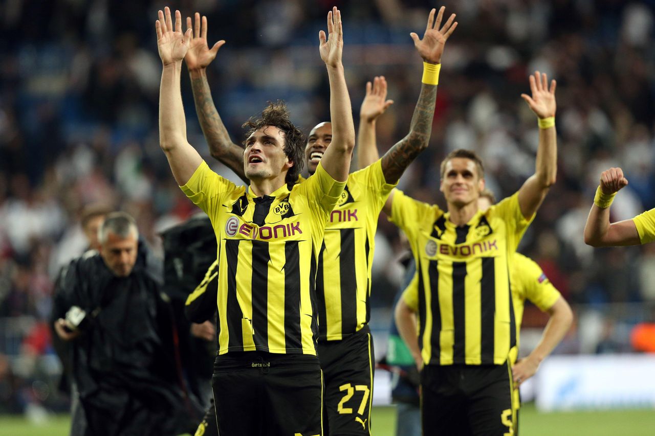 Borussia Dortmund players celebrate victory over Real Madrid in the 2013 Champions League final