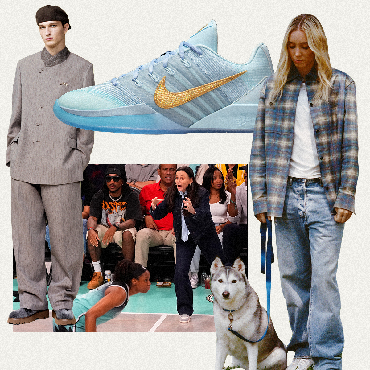A collage featuring photos of newsworthy sports x fashion moments.